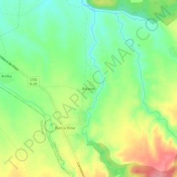Mapa topográfico Balazos, altitud, relieve