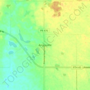 Mapa topográfico Angusville, altitud, relieve