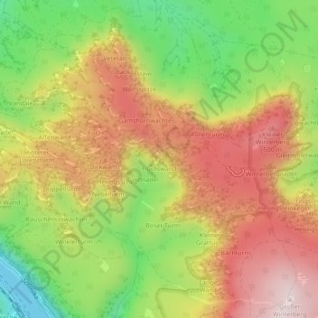 Mapa topográfico Bonbon, altitud, relieve