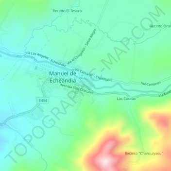 Mapa topográfico Recinto "San Vicente", altitud, relieve