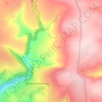 Mapa topográfico Knightacott, altitud, relieve