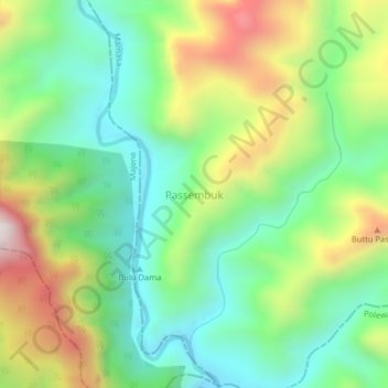 Mapa topográfico Passembuk, altitud, relieve