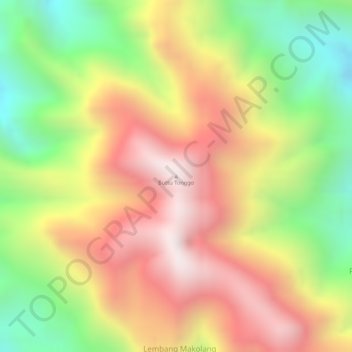 Mapa topográfico Buttu Tonggo, altitud, relieve
