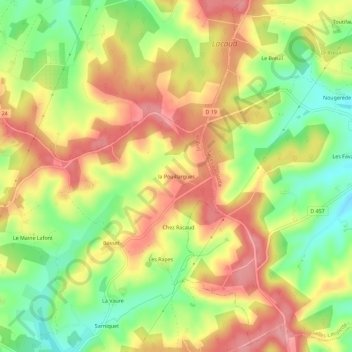 Mapa topográfico la Pouillargues, altitud, relieve