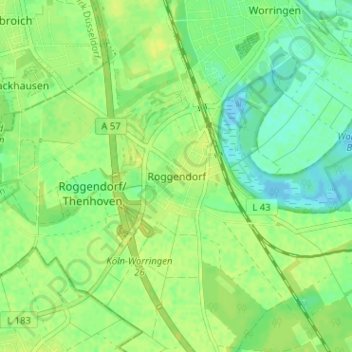 Mapa topográfico Roggendorf, altitud, relieve