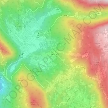 Mapa topográfico Zagorje, altitud, relieve