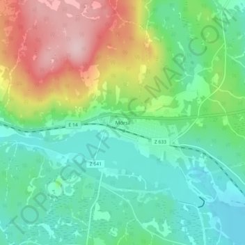 Mapa topográfico Mörsil, altitud, relieve