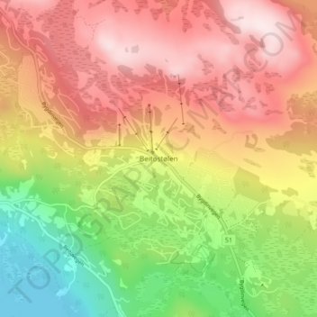 Mapa topográfico Beitostølen, altitud, relieve