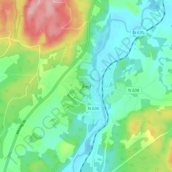 Mapa topográfico Åled, altitud, relieve