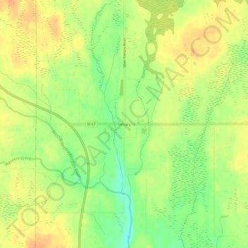 Mapa topográfico Trenary, altitud, relieve