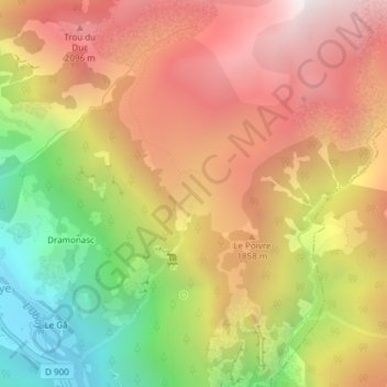 Mapa topográfico La Gourrette, altitud, relieve