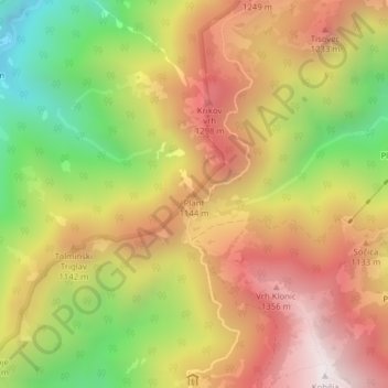 Mapa topográfico Plant, altitud, relieve