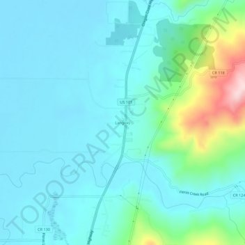 Mapa topográfico Langlois, altitud, relieve