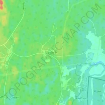 Mapa topográfico Lövåsen, altitud, relieve