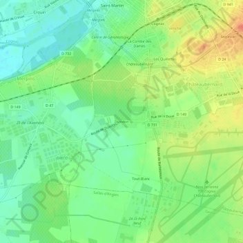 Mapa topográfico Dizedon, altitud, relieve