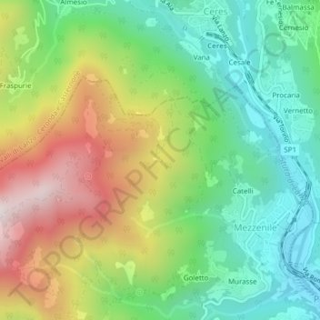 Mapa topográfico Suolo, altitud, relieve