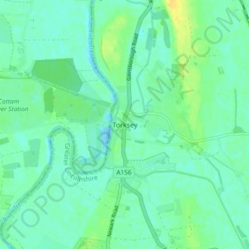 Mapa topográfico Torksey, altitud, relieve