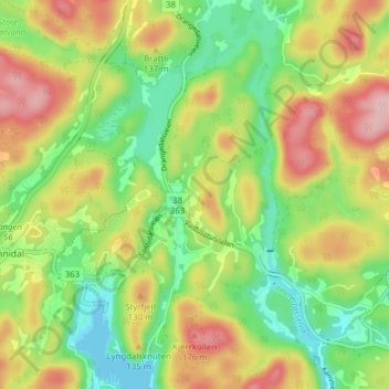 Mapa topográfico Solum, altitud, relieve