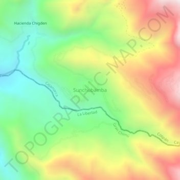 Mapa topográfico Sunchubamba, altitud, relieve