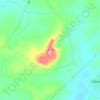 Mapa topográfico Ikire Ile, altitud, relieve