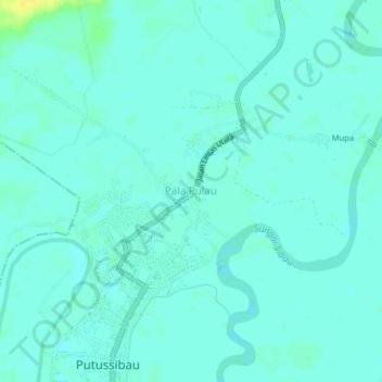 Mapa topográfico Pala Pulau, altitud, relieve
