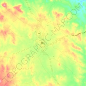 Mapa topográfico Ocú, altitud, relieve