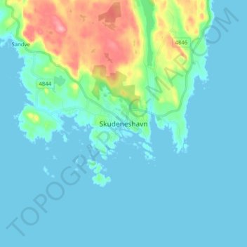 Mapa topográfico Skudeneshavn, altitud, relieve