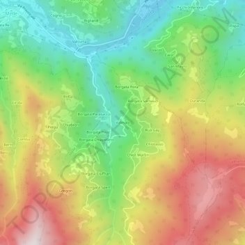Mapa topográfico Valmala, altitud, relieve