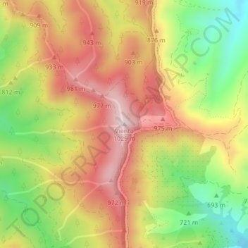 Mapa topográfico Viento, altitud, relieve