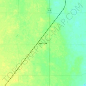 Mapa topográfico Swanson, altitud, relieve