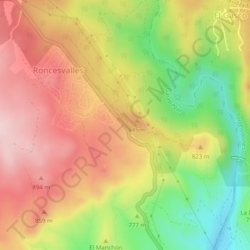 Mapa topográfico Puerto de Galapagar, altitud, relieve