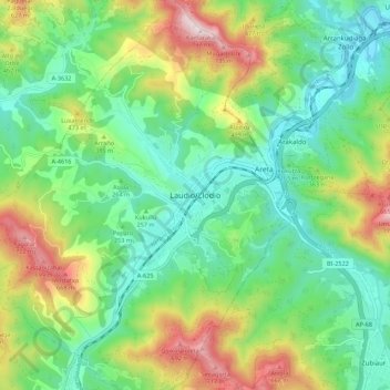 Mapa topográfico Llodio, altitud, relieve