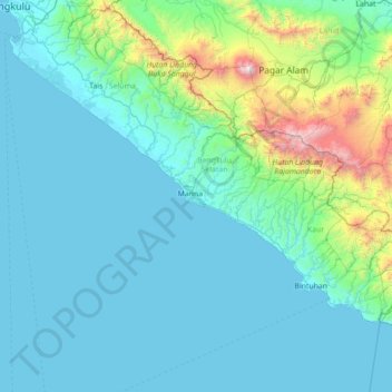 Mapa topográfico Manna, altitud, relieve