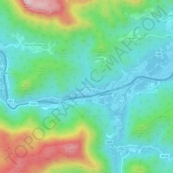 Mapa topográfico Grivac, altitud, relieve