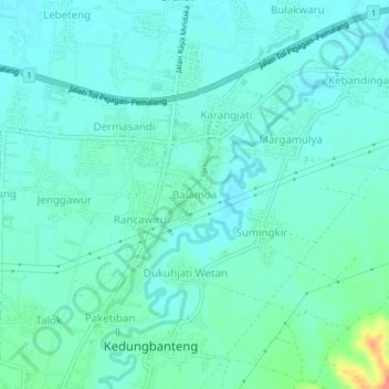 Mapa topográfico Balamoa, altitud, relieve