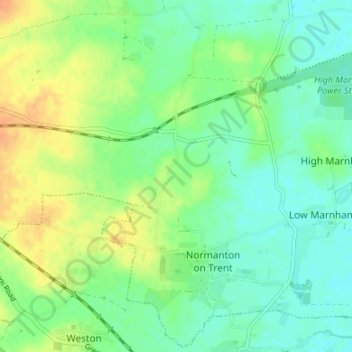 Mapa topográfico Skegby, altitud, relieve