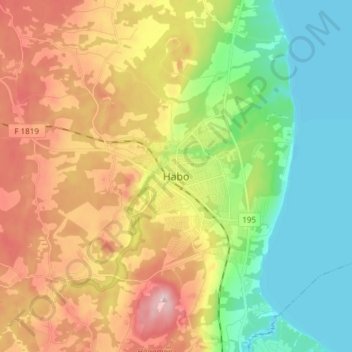 Mapa topográfico Habo, altitud, relieve