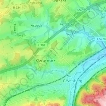 Mapa topográfico An der Maus, altitud, relieve