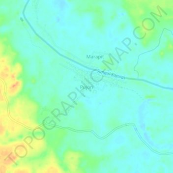 Mapa topográfico Pujon, altitud, relieve