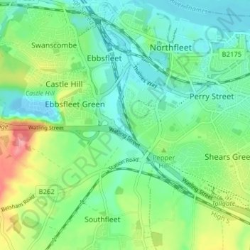 Mapa topográfico Springhead, altitud, relieve