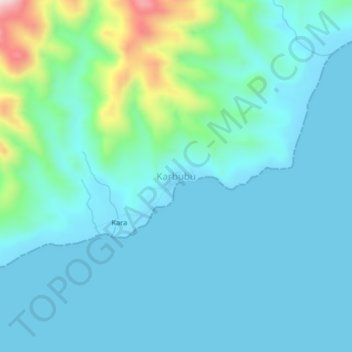 Mapa topográfico Karbubu, altitud, relieve