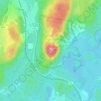 Mapa topográfico Isaberg, altitud, relieve