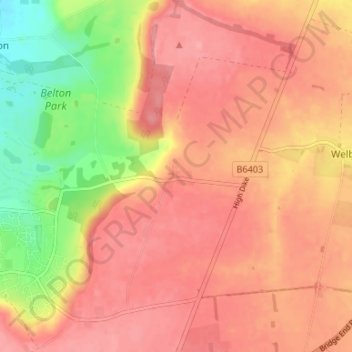 Mapa topográfico Londonthorpe, altitud, relieve
