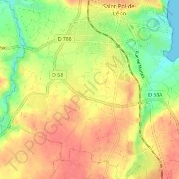 Mapa topográfico Kerguelen, altitud, relieve