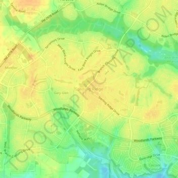 Mapa topográfico Sterling Ridge, altitud, relieve