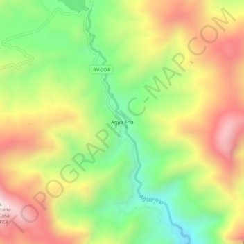 Mapa topográfico Agua Fría, altitud, relieve