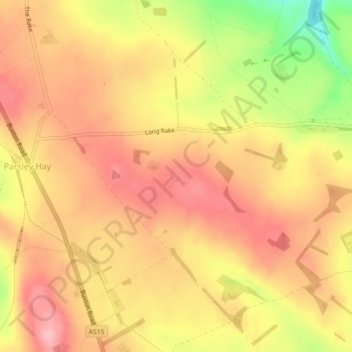 Mapa topográfico Arbor Low, altitud, relieve