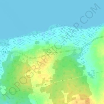 Mapa topográfico Niaguis, altitud, relieve