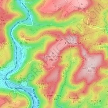 Mapa topográfico Hochmark, altitud, relieve