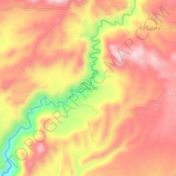 Mapa topográfico Socosani, altitud, relieve